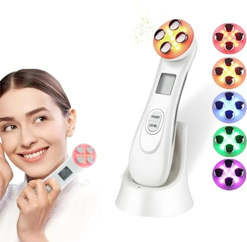 Stock Lider-Masajeador Facial Radiofrecuencia,5 En 1 Rf Led Facial Instrumento,Aparato Facial Ultrasonido,Rejuvenecimiento, Limpieza Profunda, Cuidado Facial, Masaje Para Cara, Cuidado Facial Mujer