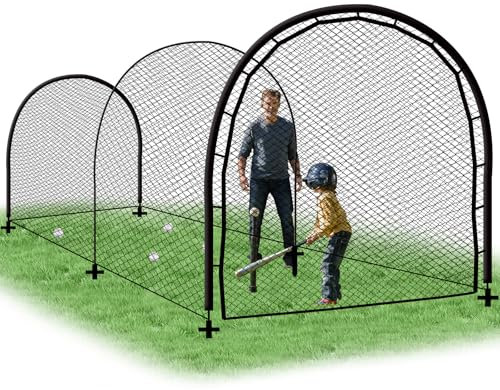 Hazacl Baseball Batting Cage for Backyard, Softball Cage Batting Net Portable with Carrying Bag Detachable Door with Hitting Target for Batting Training Pitching Practice (22 ft)