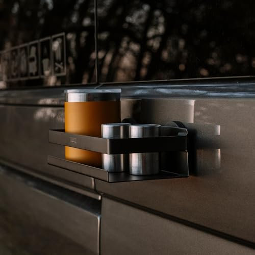 Campnetic Regal-Körbchen 23 x 10cm Schwarz - Einfaches Anbringen ohne Bohren - Camper Zubehör - Offroad Zubehör - Magnetische Gewürzregal - Vanlife & Wohnmobil - komplettes Set inkl. Beutel