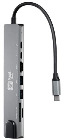 GoodTradeHub 8-en-1 Hub Adaptateur USB C : RJ45 Ethernet, HDMI 4K, 100W PD, Lecture Carte SD/TF, 2 Ports USB 3.0, Multiport pour MacBook, iPad Pro, Galaxy, iPhone 16/15 et Plus