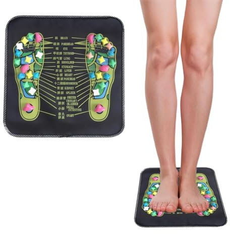 DOOCECIY 35×35cm Foot Massage Mat, Imitation Stone Reflexology Mat for Relieving Body Pain and Fatigue