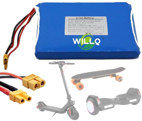 WILLQ Batterie de Rechange Rechargeable 36 V 5,2 Ah pour Scooter électrique/Hoverboard 10S2P, 5 200 mAh, avec connecteur XT30 et XT60