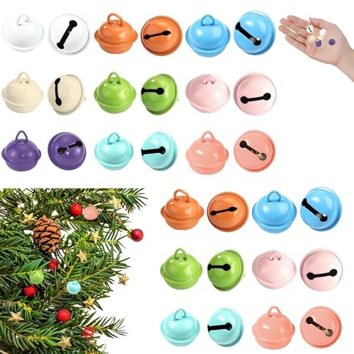 30 Stück kleine glöckchen zum basteln Schellen glöckchen 22 mm Metallglöckchen Bunt Glockchen für Schlüsselanhänger Handwerk Glocken Dekoration Schmuckherstellung