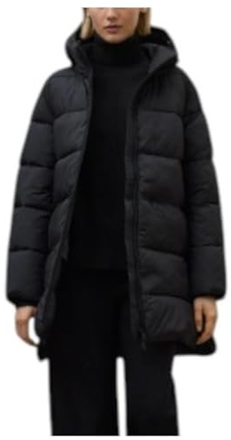ECOALF Langer wattierter Wintermantel mit Kapuze, schwarz, Parka