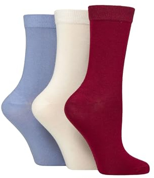 Glenmuir Women's Classic Bamboo Socks Plain 3 Pairs | Casual, Everyday Comfort, Soft and Breathable, Dark and Bright Colours Size 4-8