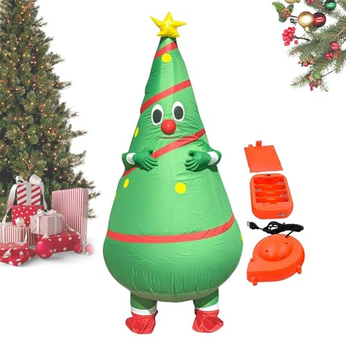 Kixolazr Erwachsene Weihnachtsbaum Kostüm | Lustiges Verkleidungs-Outfit - Aufblasbar Weihnachtsbaum Cosplay Set Für Erwachsene - für Freunde Familie Geburtstag Bühne Cosplay Veranstaltung Parade