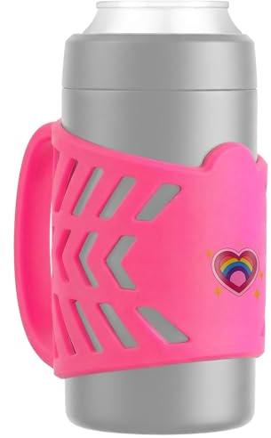 SnowCow Silicone Handle Compatible with Frost Buddy Can Cooler, Non-Slip Travel Mug Grip with Protective Sleeve, Cup Holder for Outdoor Activities (Hot Pink)