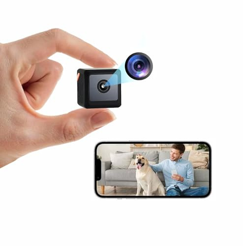 Mini Kamera 1080P – WLAN Überwachungskamera Innen mit Live-Übertragung per App, Bewegungserkennung, Nachtsicht, Magnetische Halterung, SD-Kartenunterstützung bis 256GB – Home Security – Schwarz