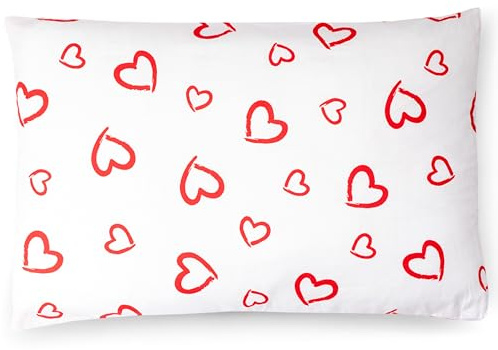 PinkZebra 70 x 90 cm Kissenbezug aus 100% Baumwolle, Kissenhülle für Mädchen&Jungen, Öko-tex Standard 100, Kopfkissenbezug mit Reißverschluss, Hergestellt in der EU, Herzchen