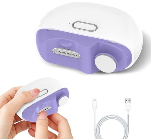 Coupe Ongle Electrique 2 en 1, Nouveau Lime a Ongle Electrique Automatique, Coupe Ongles avec Polissage Lumière LED et Rangement à 2 Vitesses, Faible bruit, Pour Bébés, Adultes, Personnes Âgées-Violet