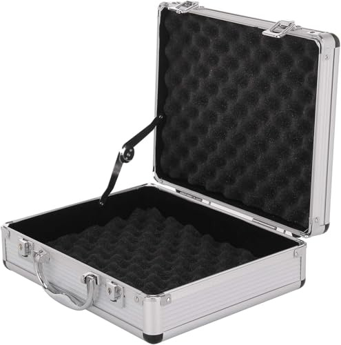 FERNVALE Silver Aluminum Flight Case with Foam Insert – 280x230x90mm, Portable & Lockable Protective Storage Box for Instruments, Valuables, Tools – Waterproof & Dustproof