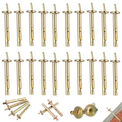 20PCS Hammer Fasteners Kit, Hammer Drive Nail in Concrete Anchor, Expansion Cement Hammering Anchors, Heavy Duty Nail in Anchors Drive, Hammer Drive Nail in Anchor for Concrete, Block, Brick (40MM)