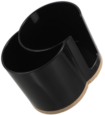 HOLIDYOYO Boîte de Rangement Ronde Noire en Bambou à Double Compartiment pour Cotons Démaquillants, Compacte Coiffeuse Voyages