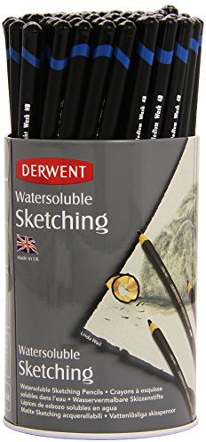 Derwent 34344 Watersoluble Sketching Pencils, Set of 72, Includes 3 Shades (HB, 4B, 8B), Professional Quality, 34344