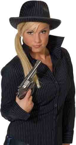 PARTY DISCOUNT Hut Al Capone mit Nadelstreifen, schwarz