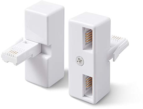 rhinocables BT Socket Adapter | Versatile Multi-Port Adapter - Double 2-Way, Triple 3-Way, & Quad 4-Way Splitter Options for Universal Compatibility with Phone, Fax & Modem (Double)