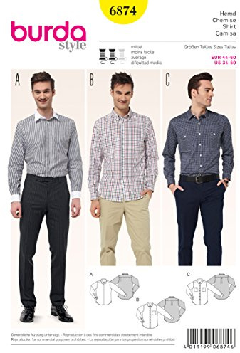 burda style Sewing Pattern B6874 Men's Shirts