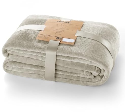 DecoKing Kuscheldecke 160x210 cm Creme Decke Microfaser Tagesdecke Fleece weich sanft kuschelig Ecru Ivory Elfenbein Cream Mic