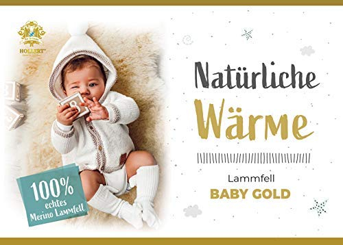 Hollert German Leather Fashion Lammfell Baby waschbar ökologisch gegerbtes kuscheliges echtes Merino Schaffell (deutsche Qualität) Naturform Babyfell geschoren Größe 90-100