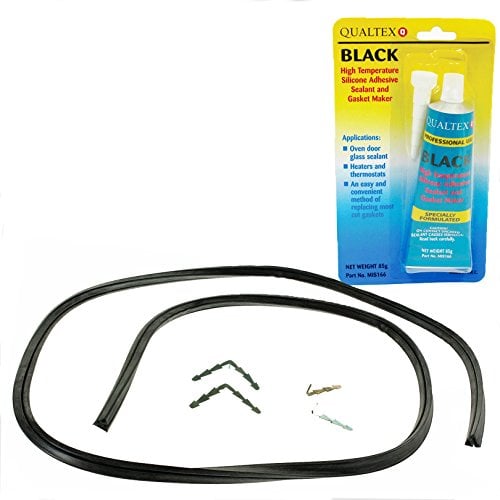 First4Spares Universal Replacement Oven Door Seal and Heat Resistant Adhesive Glue - 3 Sided Seal with Corner Clips