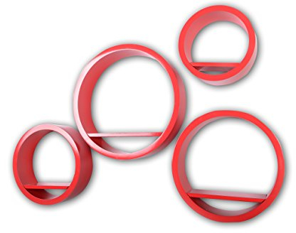Cube Schwebendes Bücherregal Würfel Regal Retro 4 Regale Rund LA01 (Rot)