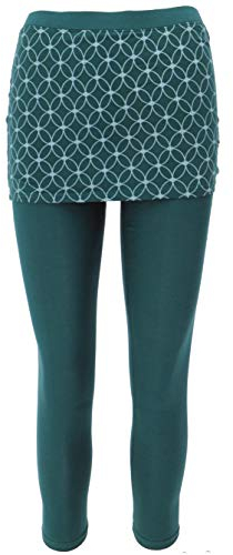 GURU SHOP Yoga-Hose, Leggings mit Minirock aus Bio-Baumwolle Flower of Life - Emerald, Damen, Size:S