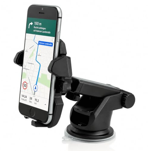 MidGard Auto Halter mit Gel-Saugnapf, ideal für Armaturenbrett oder Windschutzscheibe, Einstellbarer Teleskoparm, 360° drehbar für Smartphones