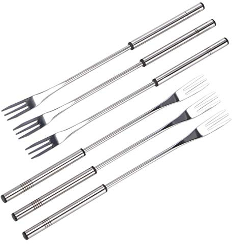 marion10020 Fondue-Gabeln Fonduegabeln Fonduespieße Spieße, mit Markierungen, Edelstahl, 26 cm, 6er-Set