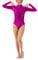 IWEMEK Damen Ballettanzug Glänzende Langarm Body Wetlook Danz Ballett Trikot Gymnastikanzug Turnanzug Metallic Einteiler Lack Leder Bodysuit Overall Leotard Top Kostüme Rose XL