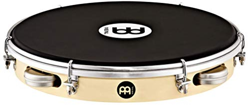 MEINL Percussion Wood Shaker Pandeiro 10 - Marco de álamo/5 batidores/Parche de napa, PAS10PW-NH