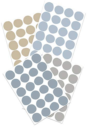 Yabaduu Tupfen Set Wandtattoo 4 Farben auf 4 Din A4 Bögen insgesamt 96 Aufkleber Punkte Dekor für Kinderzimmer Babyzimmer Dekor Selbstklebend (Y043-01 Blau)
