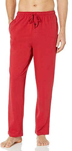 Amazon Essentials Men's Cotton Knit Pyjama Trouser, Red, XS