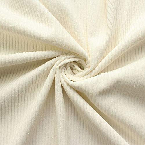 Stoffkontor Baumwollstoff Breitcord-Stoff - Meterware - zum Nähen von Bekleidung, Kissen und Dekorationen - Ecru