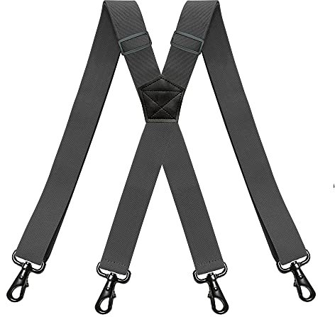 RIONA Herren Hosenträger Breit 3.8 cm mit 4 Karabinerhaken Lang Einheitsgröße für Männer und Damen Einstellbar und Elastisch X-Back Heavy Duty