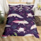feelingyou Pink Axolotl Bettwäsche-Set 135×200 cm,Süße Fisch-Koralle Conch Bettbezug für Kinder Jungen Bettdeckenbezug-Set,Navy Lila Meer Thema Bettwäsche Bettbezug-Set Dekorativ 2 Stück