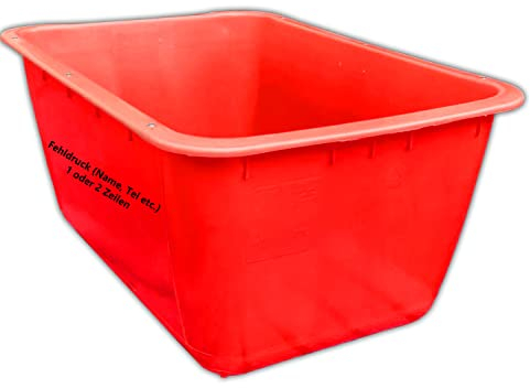 UvV Mörtelkübel 200 Liter 2. Wahl mit Fehldruck Mörtelwanne, Blumenkübel, Wasserbehälter, Futtertrog, Wildwanne, Futterwanne mit 2 Stahlschienen zur Verstärkung (rot)