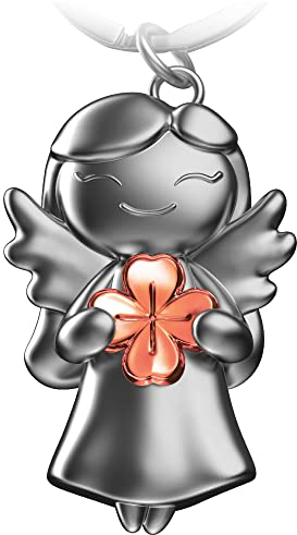 FABACH Schutzengel Schlüsselanhänger Star mit Kleeblatt - Glücksengel aus Metall - Kleeblatt Schutzengel Glücksbringer Engel Du schaffst das - Geschenke Viel Erfolg Geschenk Viel Glück Engel