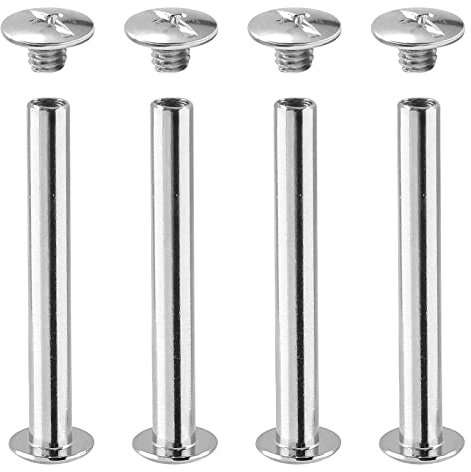 Uenhoy Lot de 30 vis Chicago à tête cruciforme M5 x 50 mm - Rivets à clous en cuir de 5,1 cm - Boutons Chicago pour loisirs créatifs, ceinture en cuir, reliure, argent