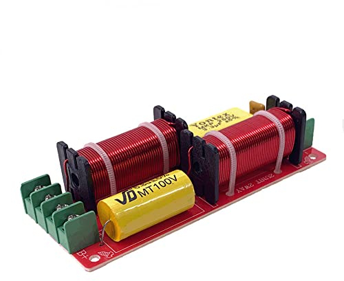 VOANZO 150 W Lautsprecher, Crossover, 2-Wege-Crossover, hohe und niedrige Frequenz, Crossover-Punkt, 2600 Hz, für Hi-Fi-Bücherregal-Lautsprecher, Mittellautsprecher,Gelb