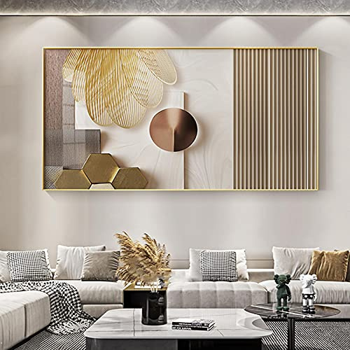 GOZKA Luxus-Wandkunst, modernes, minimalistisches, abstraktes Gold-Poster, nordische Leinwand-Malerei, Wandbild für Wohnzimmer, Schlafzimmer, Esszimmer, Küche - 60 x 120 cm (24 x 47 Zoll) Innenrahmen