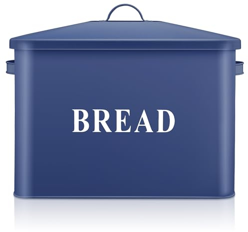 Herogo Bread Bin, Extra-Large Metal Bread Box for Kitchen, Vintage Tall Loaf Holder with Lid, Space Saving Loaf Storage Bins for Countertop, Holds 2 Loaves, 33x24.5x19 cm