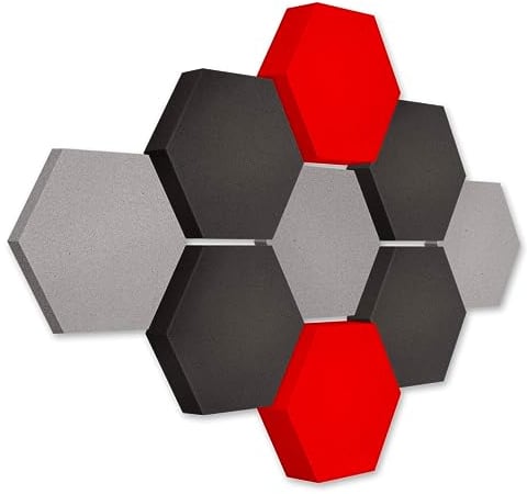 platino24 Akustikpaneele 9 Elemente Edition LOFT 3D I Ø 300mm Akustikplatten Schalldämmung Wand & Decke I Akustikschaum Schall-Absorber aus Basotect 30-70mm mit farbiger Akustikbeschichtung