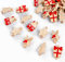 ilauke 60 Stück Dekoklammern Weihnachten, 5 Patterns Weihnachten Holz Clips, Weihnachten Wäscheklammern, Mini Holzklammern Weihnachten mit 10M Hanfseil für DIY Foto Klammern,Weihnachts Dekoration
