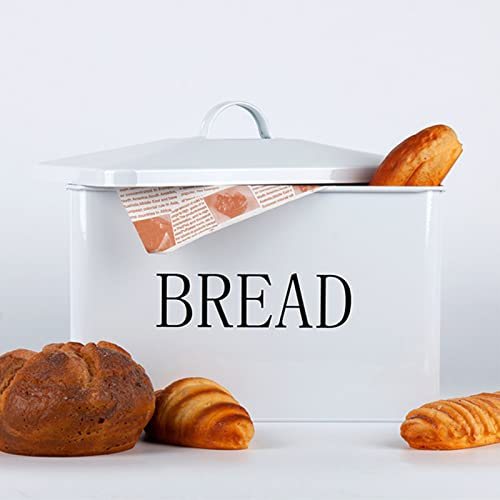 JYCRA Panera de Metal, Latas de Almacenamiento con Tapa, Mango Portátil, Soporte de Pan de Metal Extra Grande, Contenedor de Caja de Pan Vintage con Tapa para Mesa de Cocina