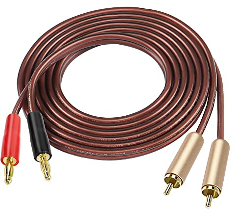 MEIRIYFA 2RCA Plugs to 2 Banana Plugs Speaker Wire, Dual Banana Plug to RCA Male Plug OFC HiFi Speaker Cable for Speaker Subwoofer - 2M
