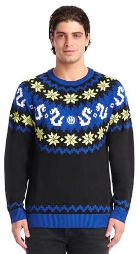 Inter - Maglione di Natale Edizione 2023 Ufficiale Unisex-Adulto, Festeggia l'inverno con Stile nerazzurro! Ottima Idea Regalo, per i Veri Tifosi Nerazzurri.