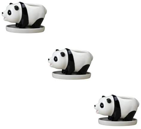 GANAZONO 3st Panda Blumentopf Aus Keramik Saftige Pflanzgefäße Panda-blumentopf Mini-blumentopf Blumentöpfe Für Zimmerpflanzen Panda-vase-Topf Kaktustopf Weiß Blumenbehälter Sukkulenten