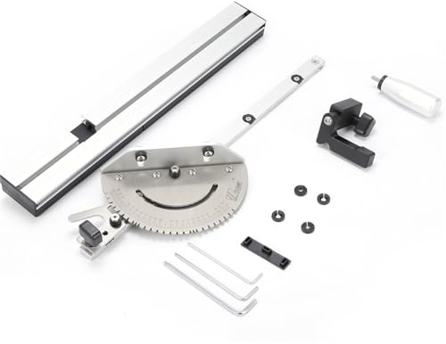 KEESUNG 450mm Gehrungslehre Miter Gauge, Gehrungslehre Winkelanschlag Hochgenaue Tischkreissäge Kit mit Verstellbarem Flip-Stop, Router Montage Werkzeug Winkelanschlag Hochgenaue Tischkreissäge Kit