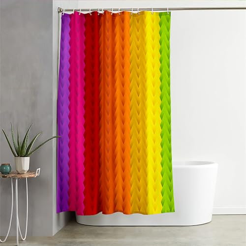 Hixingo 3D Regenbogen Wasserdicht Duschvorhang, Blickdicht Duschvorhänge mit 12 Duschvorhängeringen Duschvorhang Waschbar Duschvorhang Set für Familie (180x200cm,Regenbogen Samt)