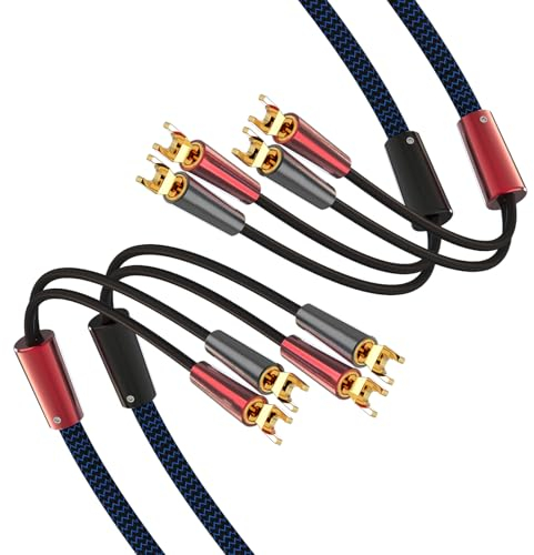 Monosaudio High End Lautspecherkabel Paar 2M Flexibel Audiophil Lautspecher-Kabel mit Vergoldete Y-Spaten-Gabel-Spatenverbinder für HiFi-Verstärker, AV Receiver, Lautsprecher CD/DVD Decorder (Y-Y)